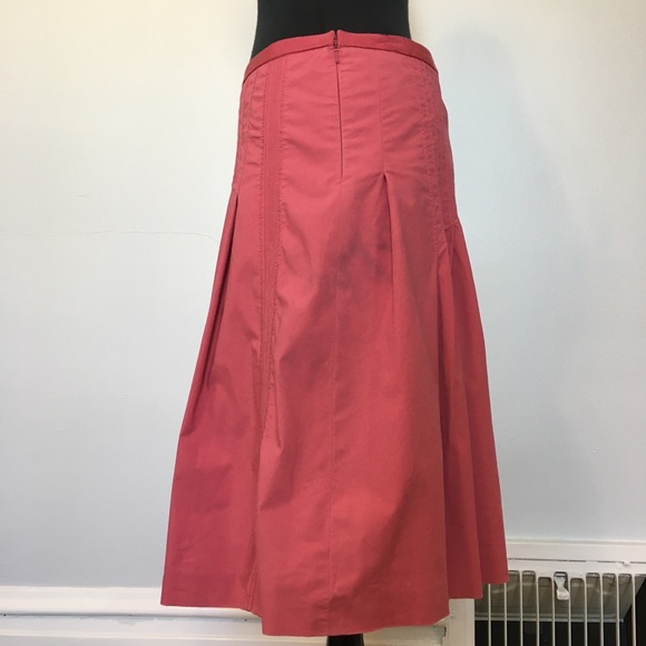 2000s Elevenses Anthropologie Pink Pleated Midi Skirt, 6 - Picture 4 of 14